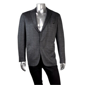 $6,185 NWT Kiton KNT Cashmere Plaid Gray 2-Button Sport Coat Blazer Size 44 R